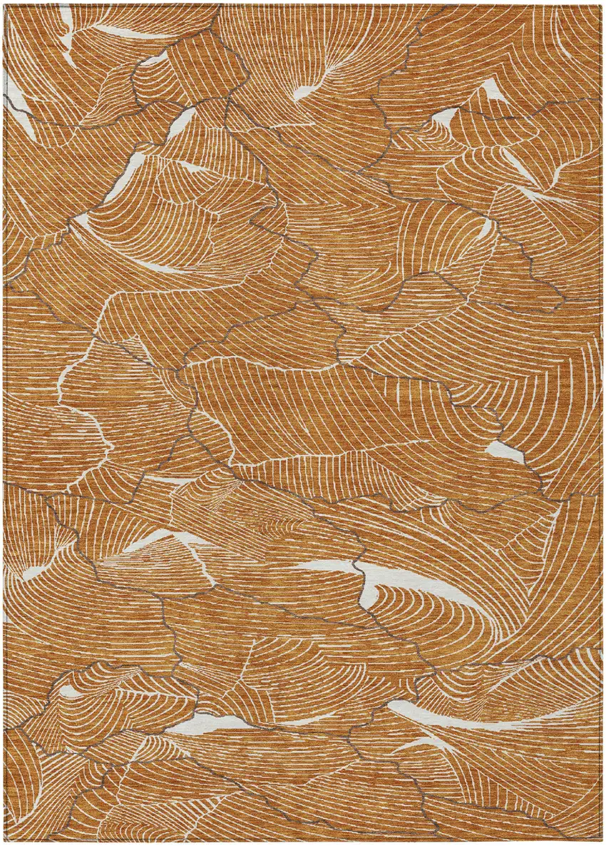 Copper Brown And Ivory Abstract Washable Indoor Outdoor Area Rug Photo 2