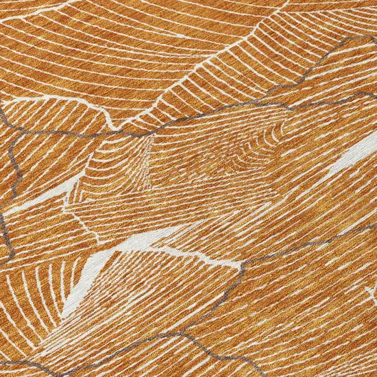 Copper Brown And Ivory Abstract Washable Indoor Outdoor Area Rug Photo 4