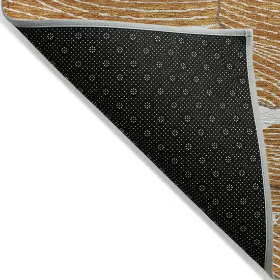 Copper Brown And Ivory Abstract Washable Indoor Outdoor Area Rug Photo 5