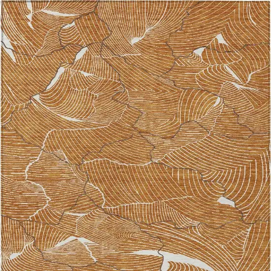 Copper Brown And Ivory Abstract Washable Indoor Outdoor Area Rug Photo 6