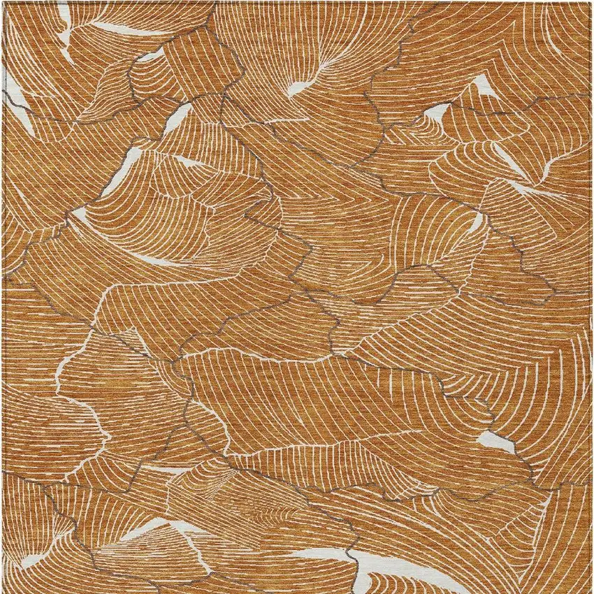 Copper Brown And Ivory Abstract Washable Indoor Outdoor Area Rug Photo 6