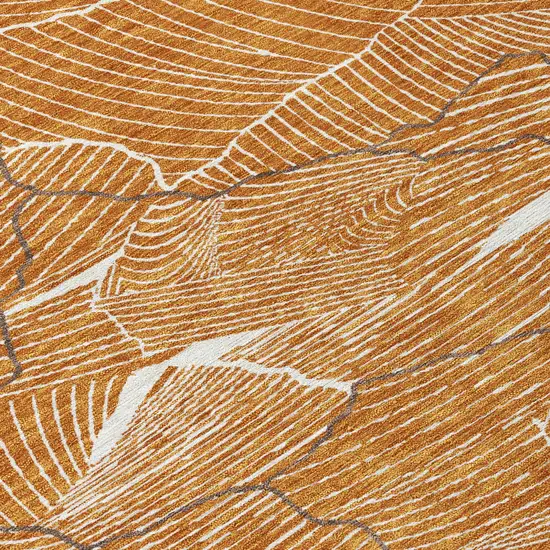 Copper Brown And Ivory Abstract Washable Indoor Outdoor Area Rug Photo 4