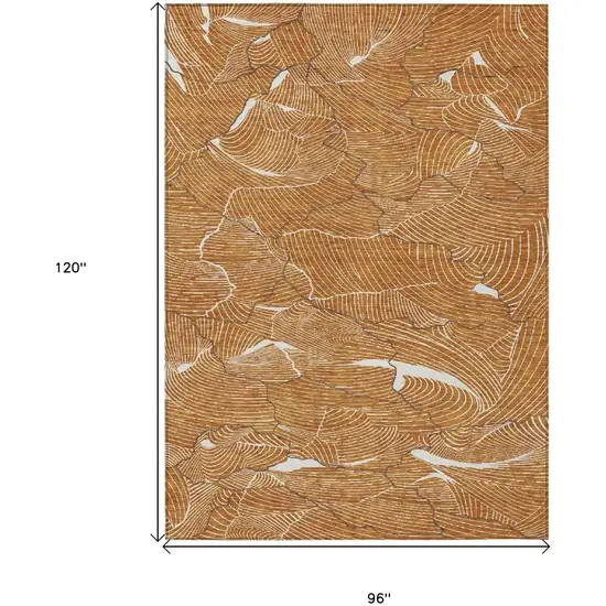Copper Brown And Ivory Abstract Washable Indoor Outdoor Area Rug Photo 8
