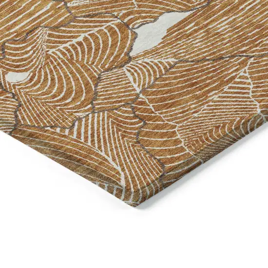 Copper Brown And Ivory Abstract Washable Indoor Outdoor Area Rug Photo 3