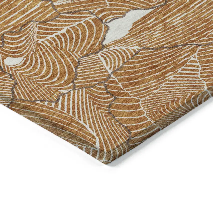 Copper Brown And Ivory Abstract Washable Indoor Outdoor Area Rug Photo 3
