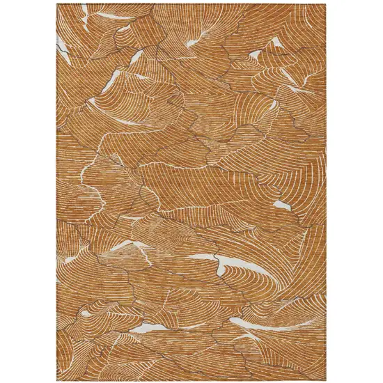 Copper Brown And Ivory Abstract Washable Indoor Outdoor Area Rug Photo 2