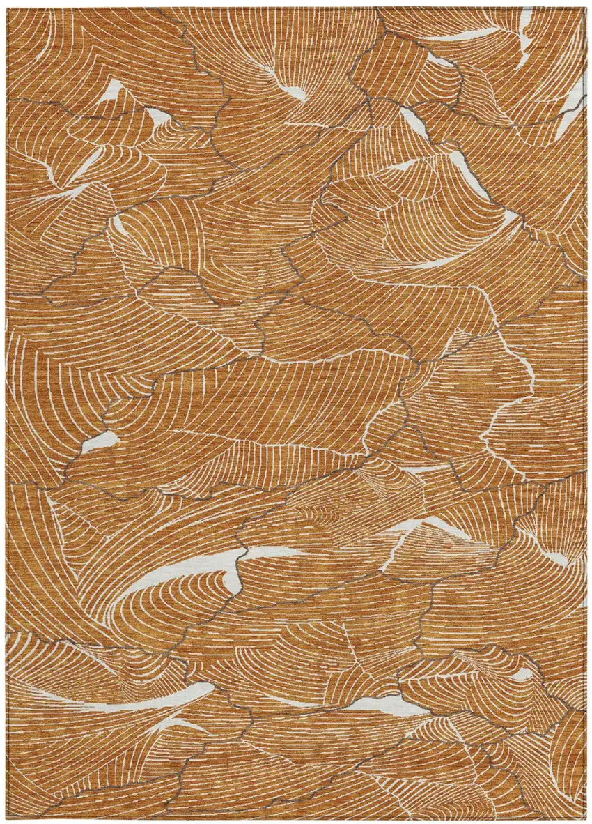 Copper Brown And Ivory Abstract Washable Indoor Outdoor Area Rug Photo 7
