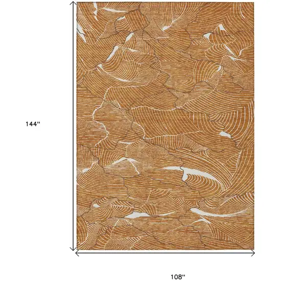 Copper Brown And Ivory Abstract Washable Indoor Outdoor Area Rug Photo 8