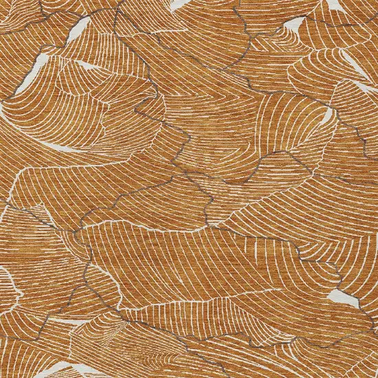 Copper Brown And Ivory Abstract Washable Indoor Outdoor Area Rug Photo 6