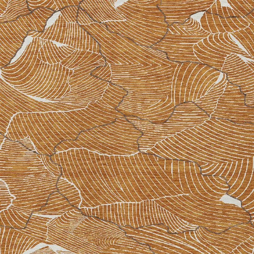 Copper Brown And Ivory Abstract Washable Indoor Outdoor Area Rug Photo 6