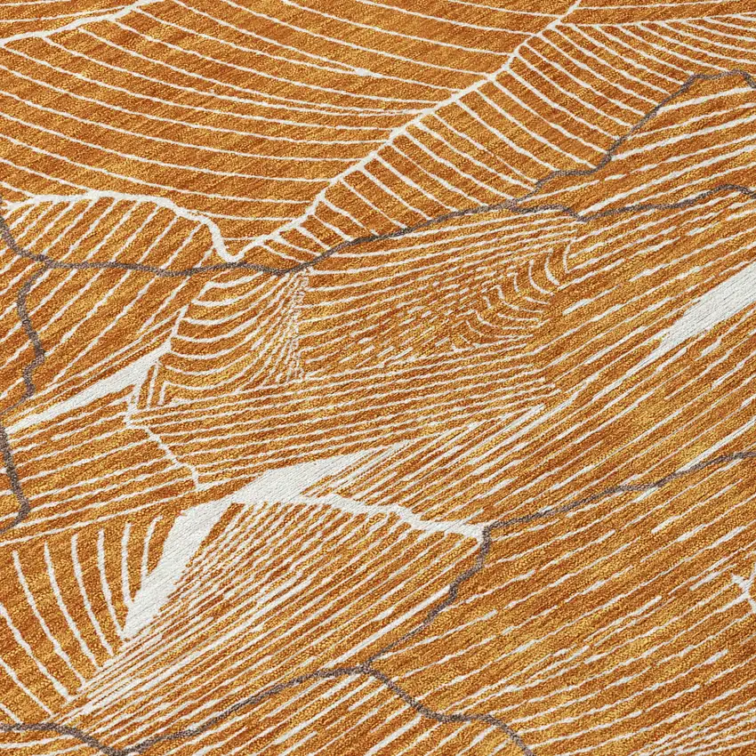 Copper Brown And Ivory Abstract Washable Indoor Outdoor Area Rug Photo 4