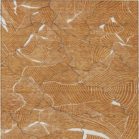 Copper Brown And Ivory Abstract Washable Indoor Outdoor Area Rug Photo 7