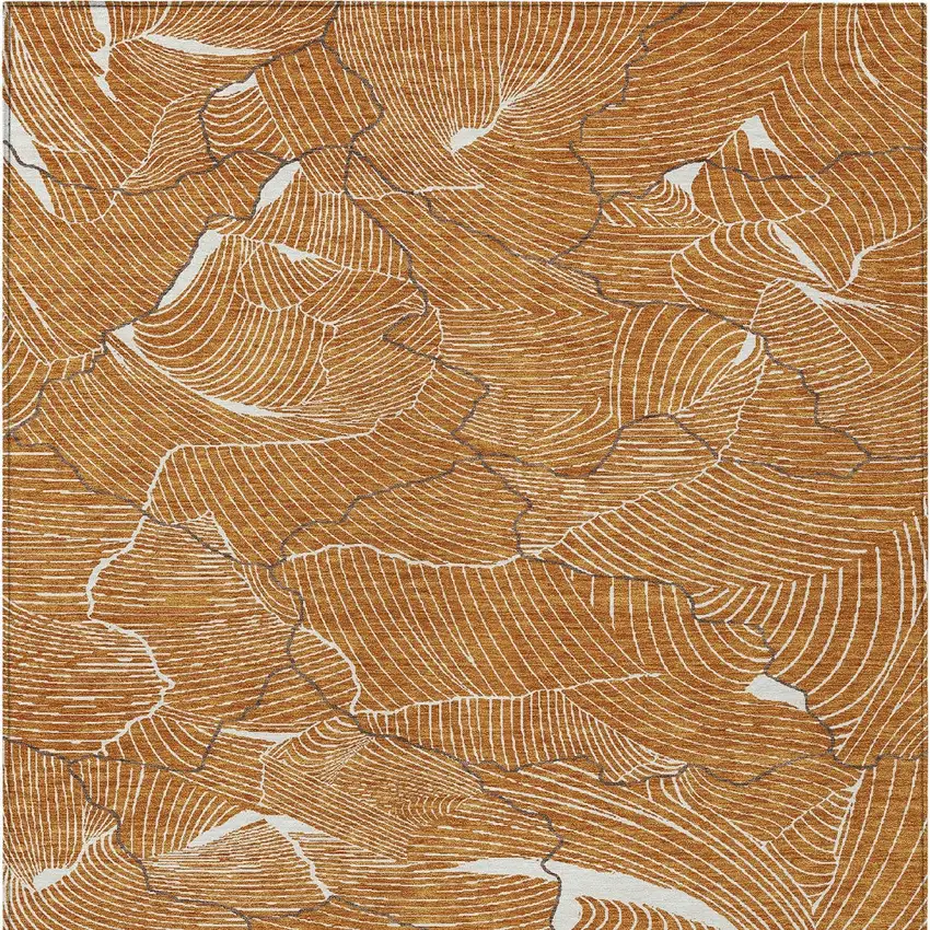 Copper Brown And Ivory Abstract Washable Indoor Outdoor Area Rug Photo 7