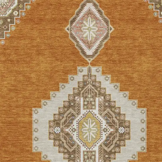 Copper Brown And Ivory Oriental Washable Indoor Outdoor Area Rug Photo 5