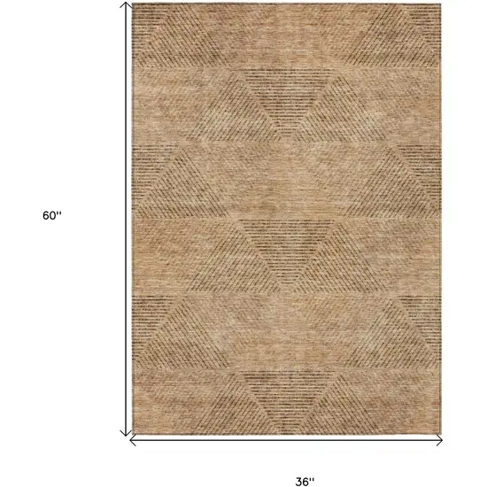 Copper Brown And Terra Cotta Geometric Washable Indoor Outdoor Area Rug Photo 7