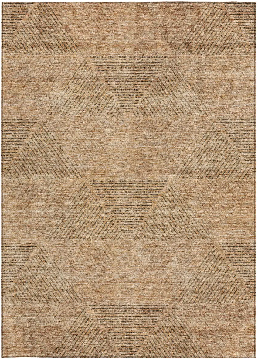 Copper Brown And Terra Cotta Geometric Washable Indoor Outdoor Area Rug Photo 6