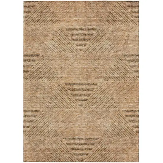 Copper Brown And Terra Cotta Geometric Washable Indoor Outdoor Area Rug Photo 6