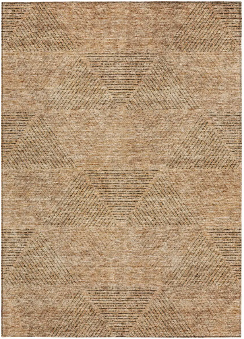 Copper Brown And Terra Cotta Geometric Washable Indoor Outdoor Area Rug Photo 6