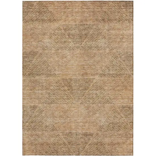 Copper Brown And Terra Cotta Geometric Washable Indoor Outdoor Area Rug Photo 6