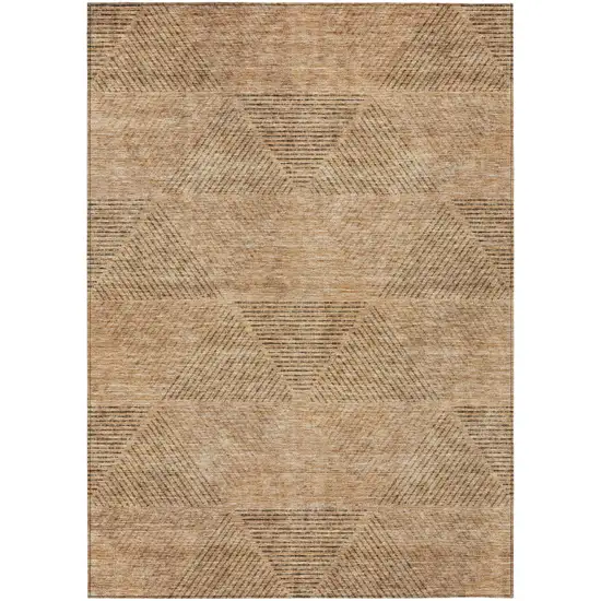 Copper Brown And Terra Cotta Geometric Washable Indoor Outdoor Area Rug Photo 2