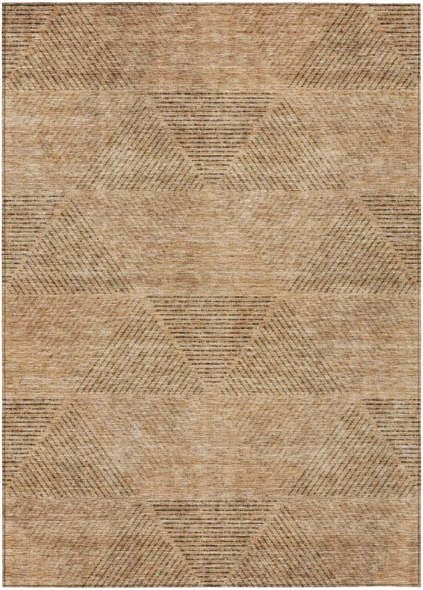 Copper Brown And Terra Cotta Geometric Washable Indoor Outdoor Area Rug Photo 2