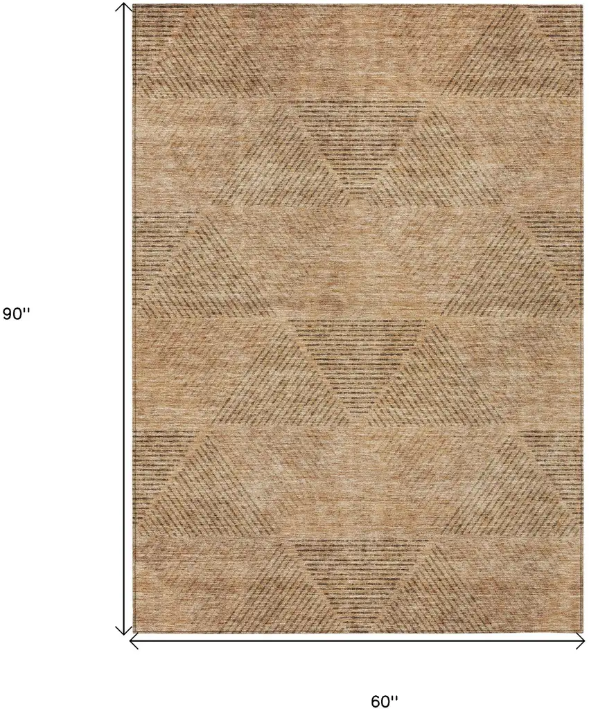 Copper Brown And Terra Cotta Geometric Washable Indoor Outdoor Area Rug Photo 3
