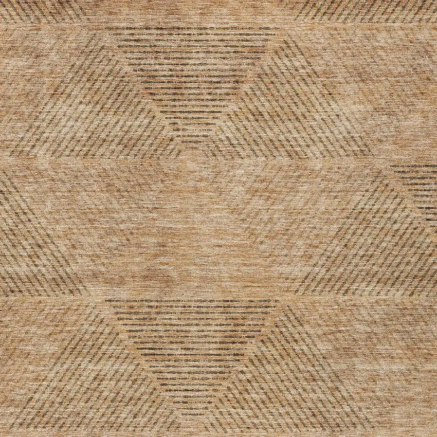 Copper Brown And Terra Cotta Geometric Washable Indoor Outdoor Area Rug Photo 6
