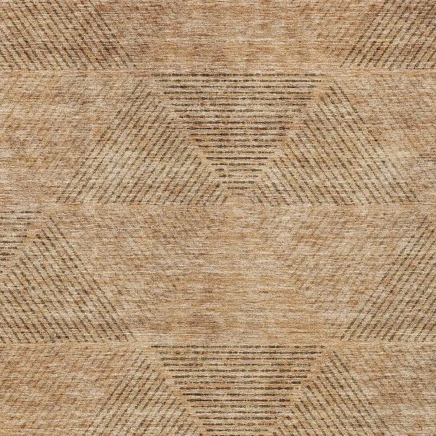 Copper Brown And Terra Cotta Geometric Washable Indoor Outdoor Area Rug Photo 6