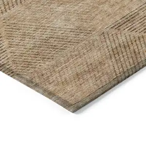 Photo of Copper Brown And Terra Cotta Geometric Washable Indoor Outdoor Area Rug