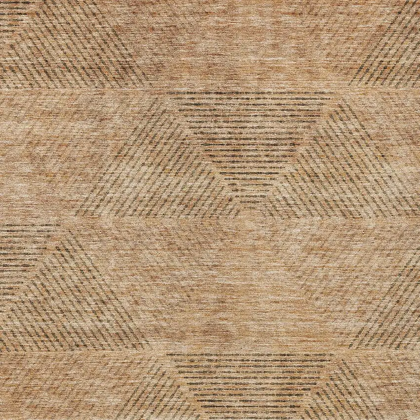 Copper Brown And Terra Cotta Geometric Washable Indoor Outdoor Area Rug Photo 6