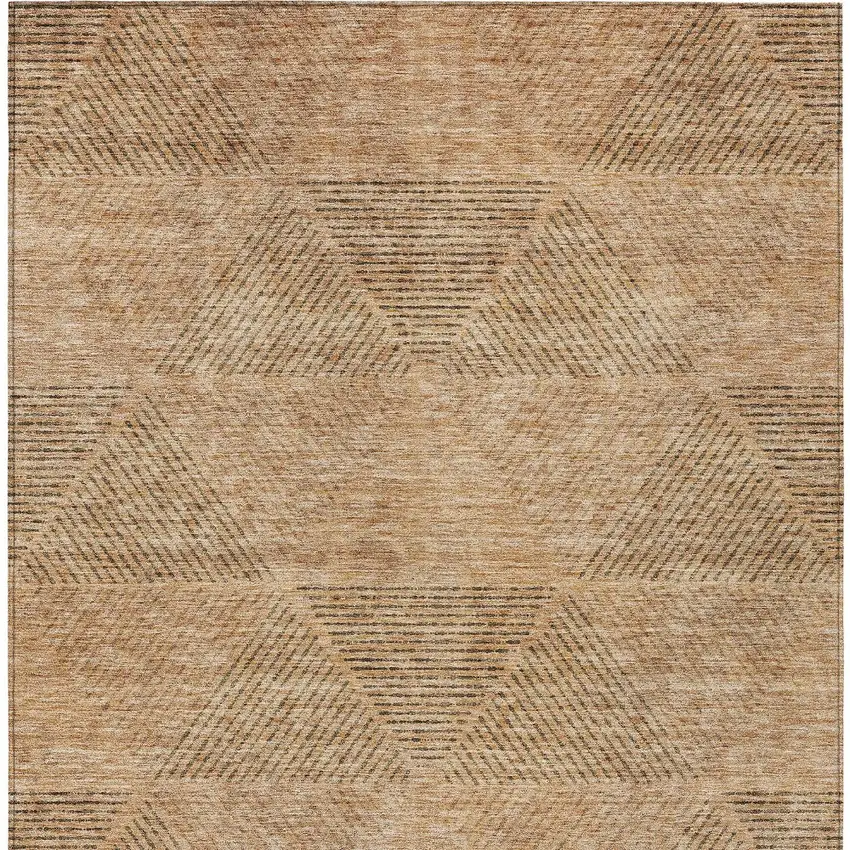Copper Brown And Terra Cotta Geometric Washable Indoor Outdoor Area Rug Photo 7