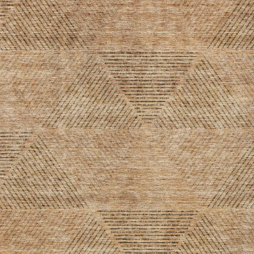 Copper Brown And Terra Cotta Geometric Washable Indoor Outdoor Area Rug Photo 6