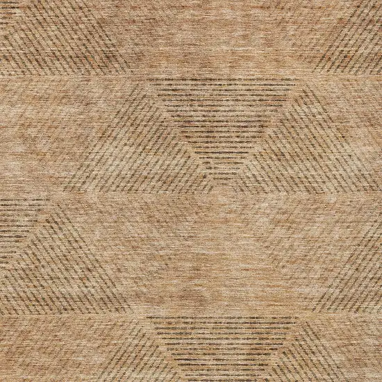 Copper Brown And Terra Cotta Geometric Washable Indoor Outdoor Area Rug Photo 6