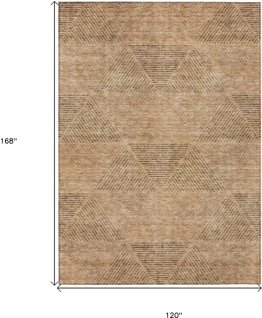 Copper Brown And Terra Cotta Geometric Washable Indoor Outdoor Area Rug Photo 3