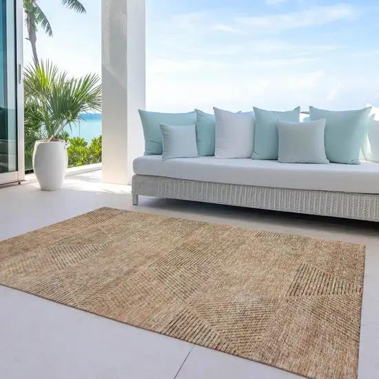 Copper Brown And Terra Cotta Geometric Washable Indoor Outdoor Area Rug Photo 8
