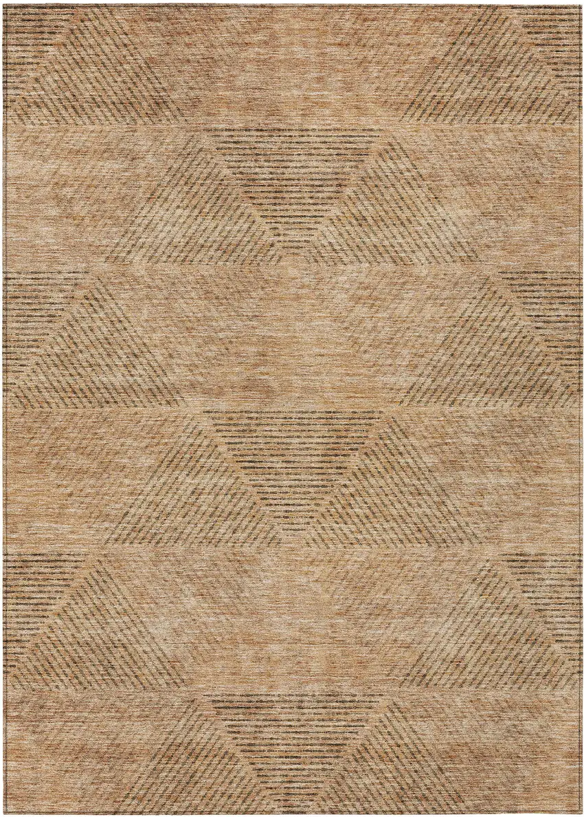 Copper Brown And Terra Cotta Geometric Washable Indoor Outdoor Area Rug Photo 2