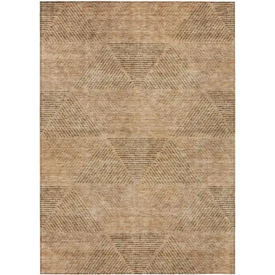 Copper Brown And Terra Cotta Geometric Washable Indoor Outdoor Area Rug Photo 2
