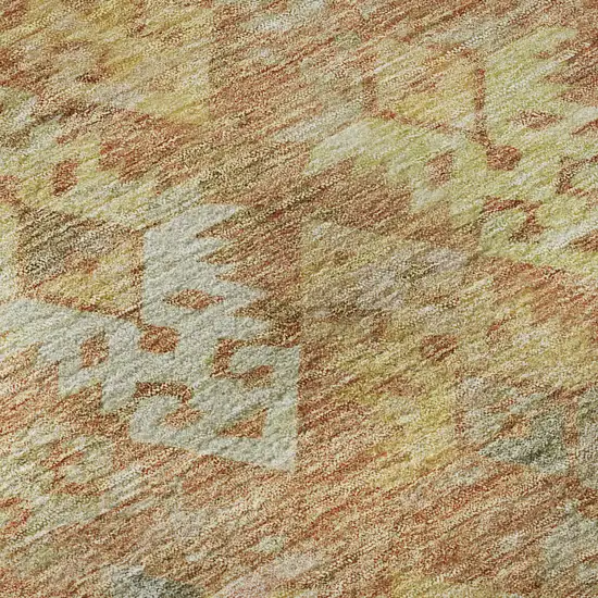 Copper Gold And Beige Ikat Washable Area Rug With UV Protection Photo 9