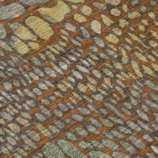 Copper Gold And Brown Abstract Washable Indoor Outdoor Area Rug Photo 5