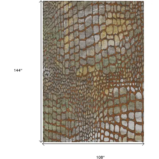 Copper Gold And Brown Abstract Washable Indoor Outdoor Area Rug Photo 3