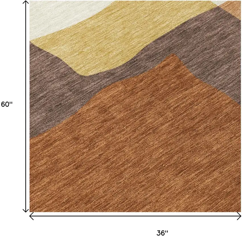 Copper Gold And Brown Abstract Washable Indoor Outdoor Area Rug Photo 5