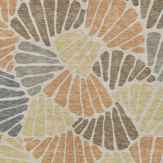 Copper Gold And Brown Floral Washable Indoor Outdoor Area Rug Photo 2