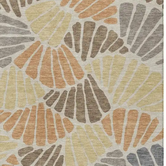 Copper Gold And Brown Floral Washable Indoor Outdoor Area Rug Photo 2