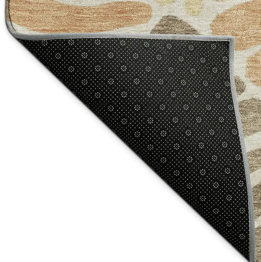 Copper Gold And Brown Floral Washable Indoor Outdoor Area Rug Photo 9