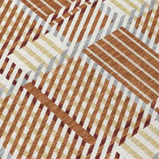 Copper Gold And Gray Plaid Washable Indoor Outdoor Area Rug Photo 5