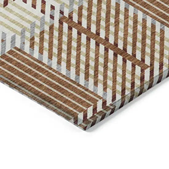 Copper Gold And Gray Plaid Washable Indoor Outdoor Area Rug Photo 4