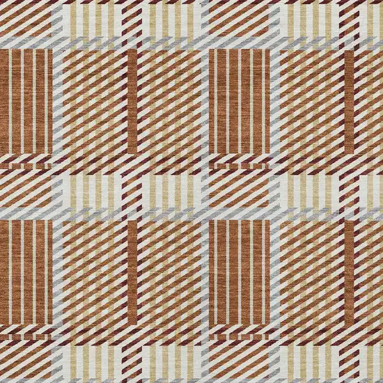 Copper Gold And Gray Plaid Washable Indoor Outdoor Area Rug Photo 5