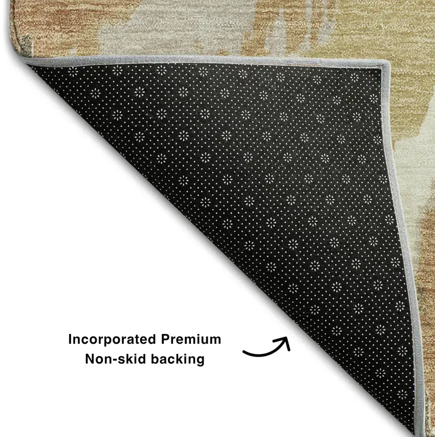 Copper Gold And Ivory Abstract Washable Area Rug With UV Protection Photo 9