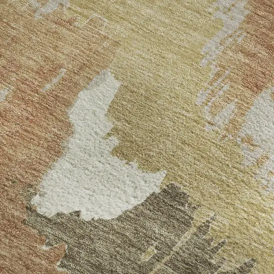 Copper Gold And Ivory Abstract Washable Area Rug With UV Protection Photo 4