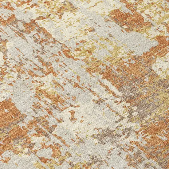 Copper Gold And Ivory Abstract Washable Indoor Outdoor Area Rug Photo 5